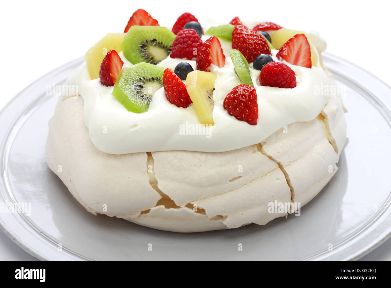 Pavlova gâteau fait maison, meringue dessert l'Australie, Nouvelle-Zélande Banque D'Images