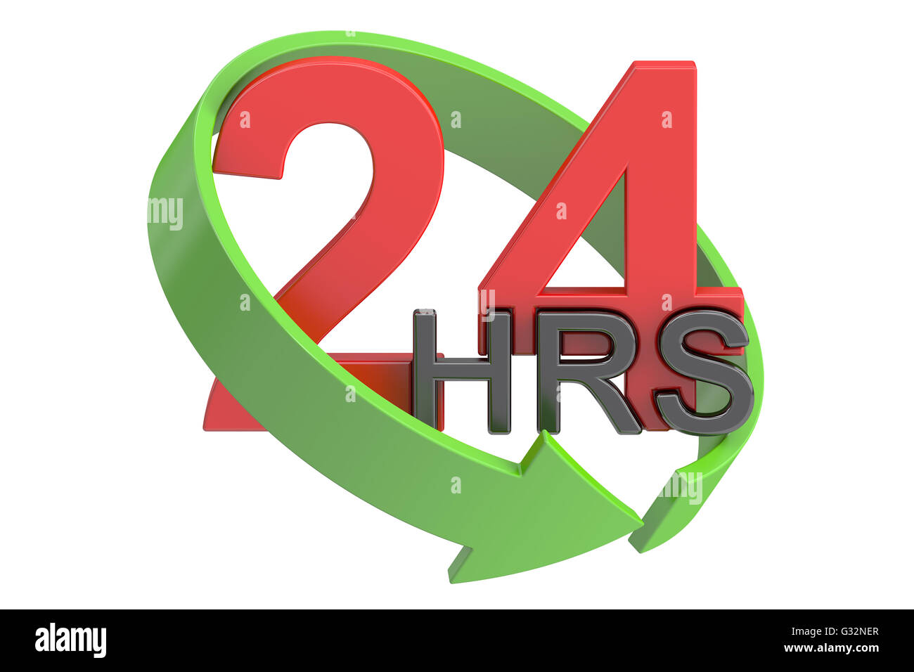 24h00, rendu 3D concept isolé sur fond blanc Banque D'Images