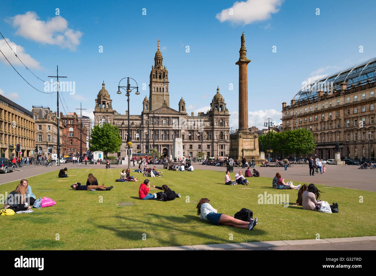 Après-midi à George Square Glasgow en Ecosse, Royaume-Uni Banque D'Images