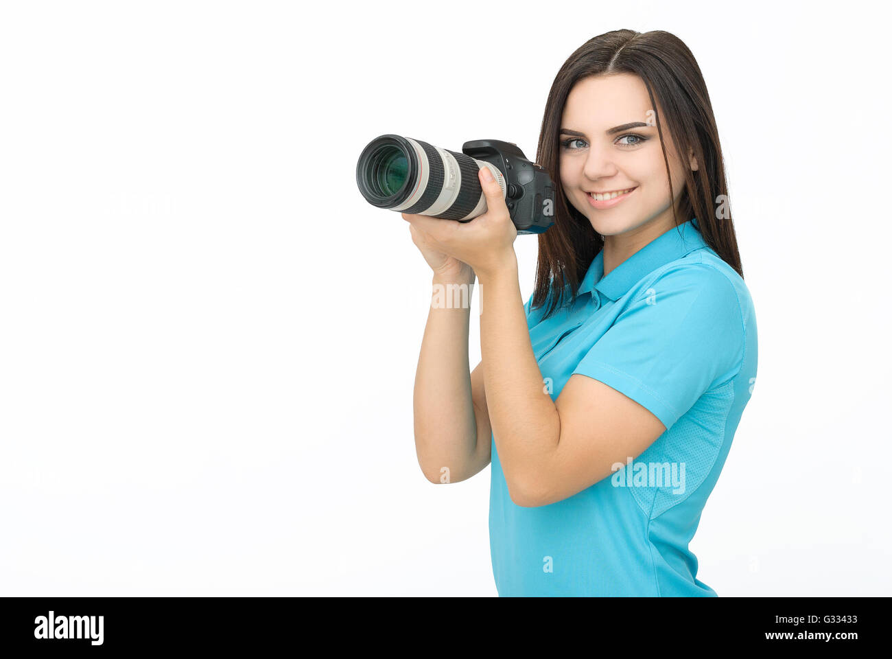 Femme avec caméra Banque D'Images