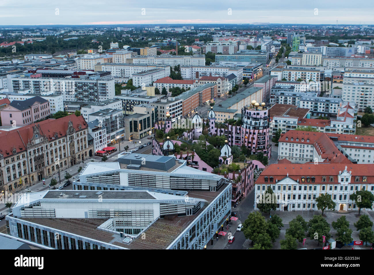 Magdeburg, Allemagne, vue aérienne du centre-ville Banque D'Images