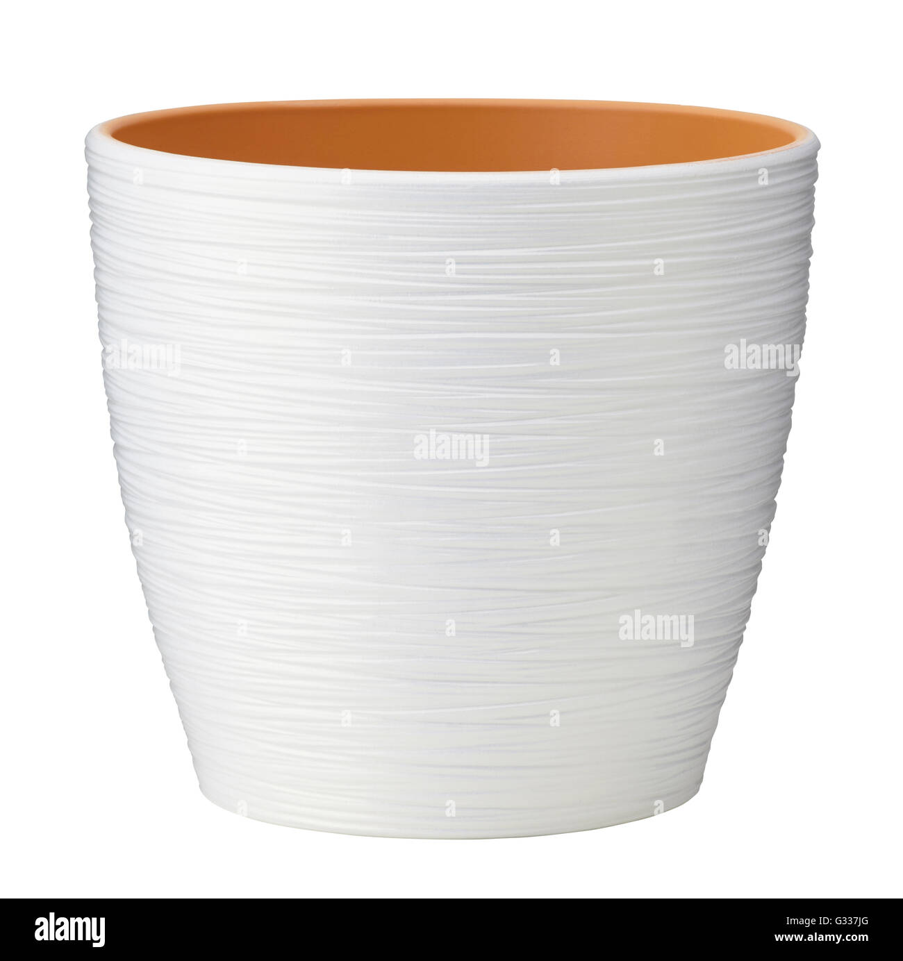 Pot de fleurs blanc isolé sur blanc.  : Clipping path Banque D'Images