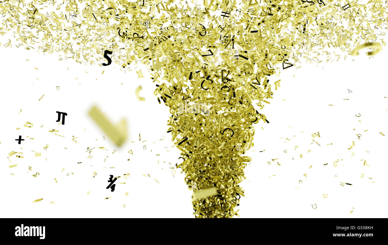 Les numéros de vol et les symboles mathématiques. Isolé sur fond blanc.  : Chemin de détourage. 3d illustration Banque D'Images