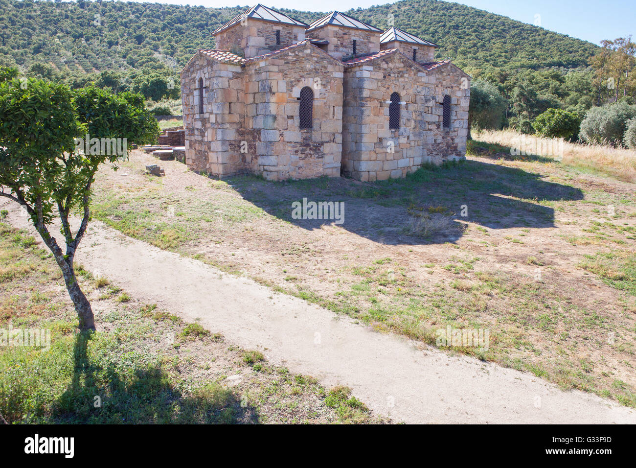 L'église wisigothique de Santa Lucia del Trampal, Alcuescar, Espagne. Voir les chapelles Banque D'Images