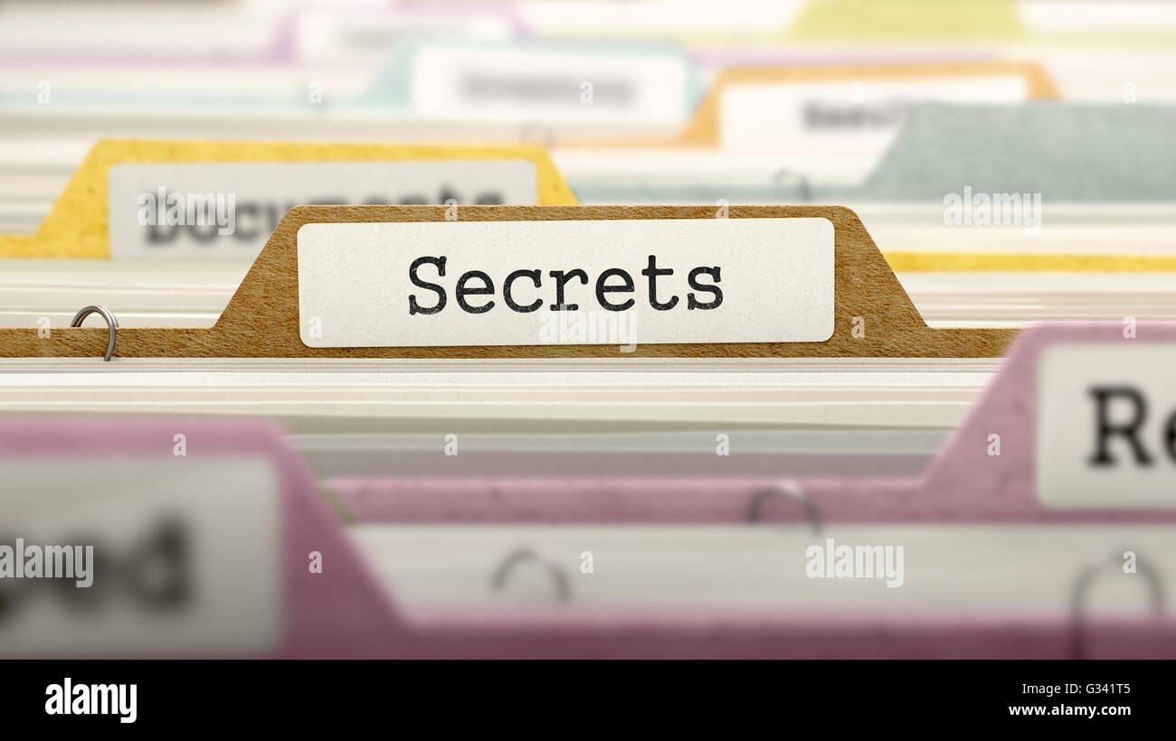Concept Secrets sur le fichier Label. Banque D'Images