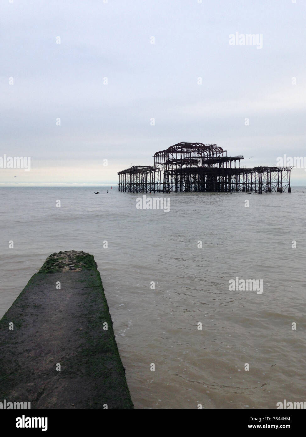 Jetée de l'Ouest, Brighton, UK, ruine dans la mer Banque D'Images