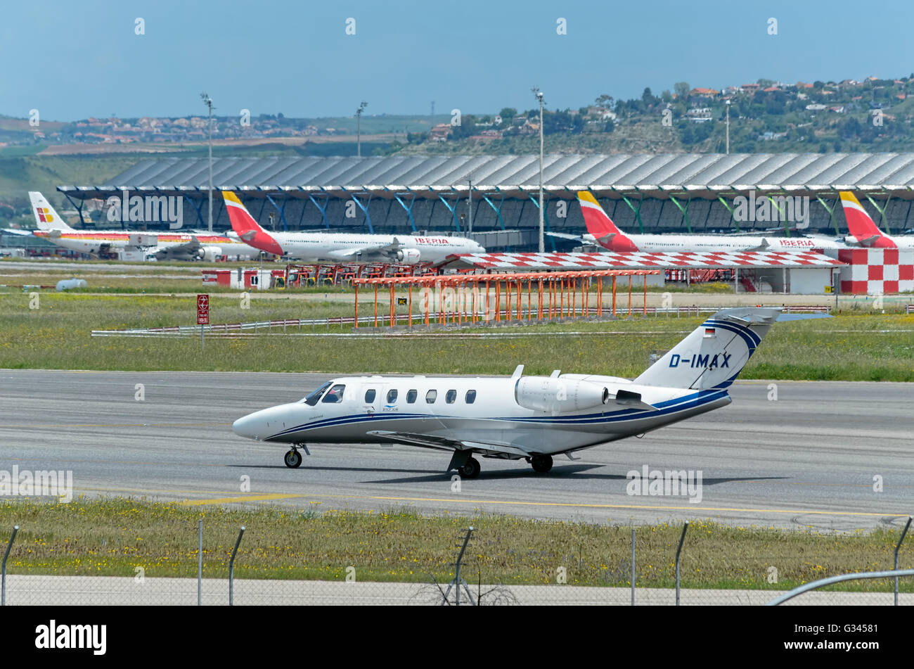 Jet Privé - Cessna 525A CitationJet CJ2-, de l'air -Sylt GmbH - compagnie aérienne, va à l'orientation, la piste de décollage de Madrid Banque D'Images