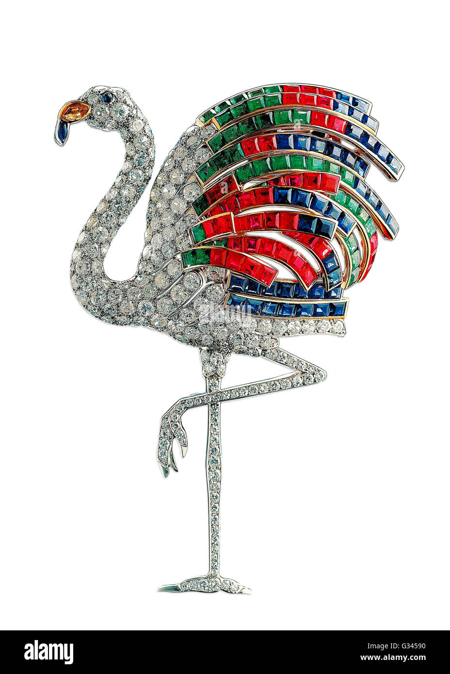 Wallis Simpson's Flamingo Bijou broche faite par Cartier en 1940. Banque D'Images