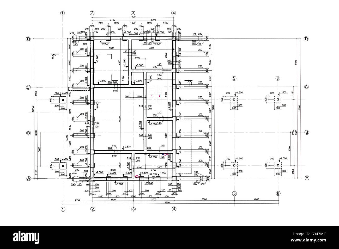 Plan du salon des plans, des dessins d'ingénierie et d'architecture Banque D'Images