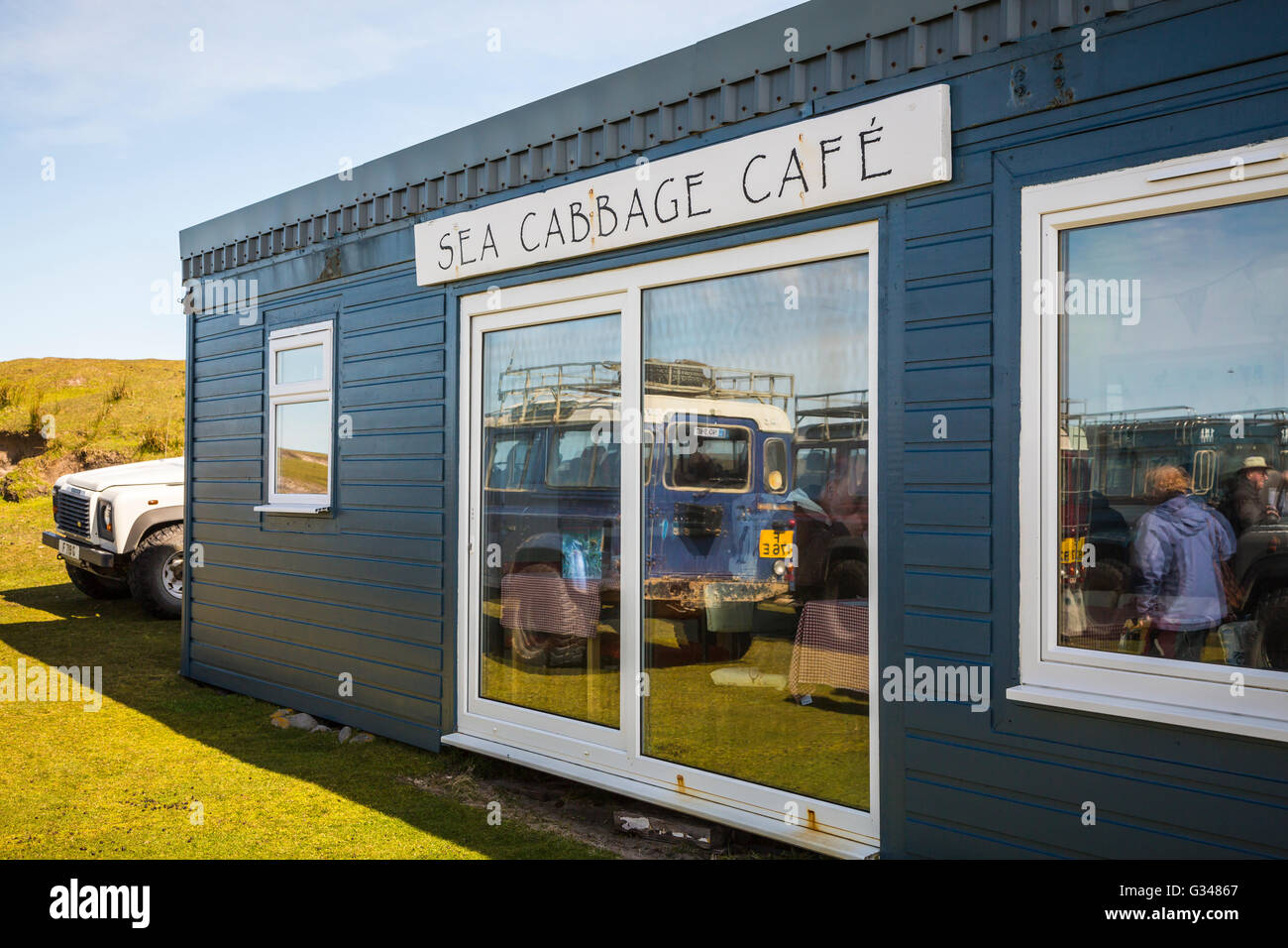 Le Chou de mer Cafe à Bluff Cove, îles Malouines, territoire britannique d'outre-mer. Banque D'Images