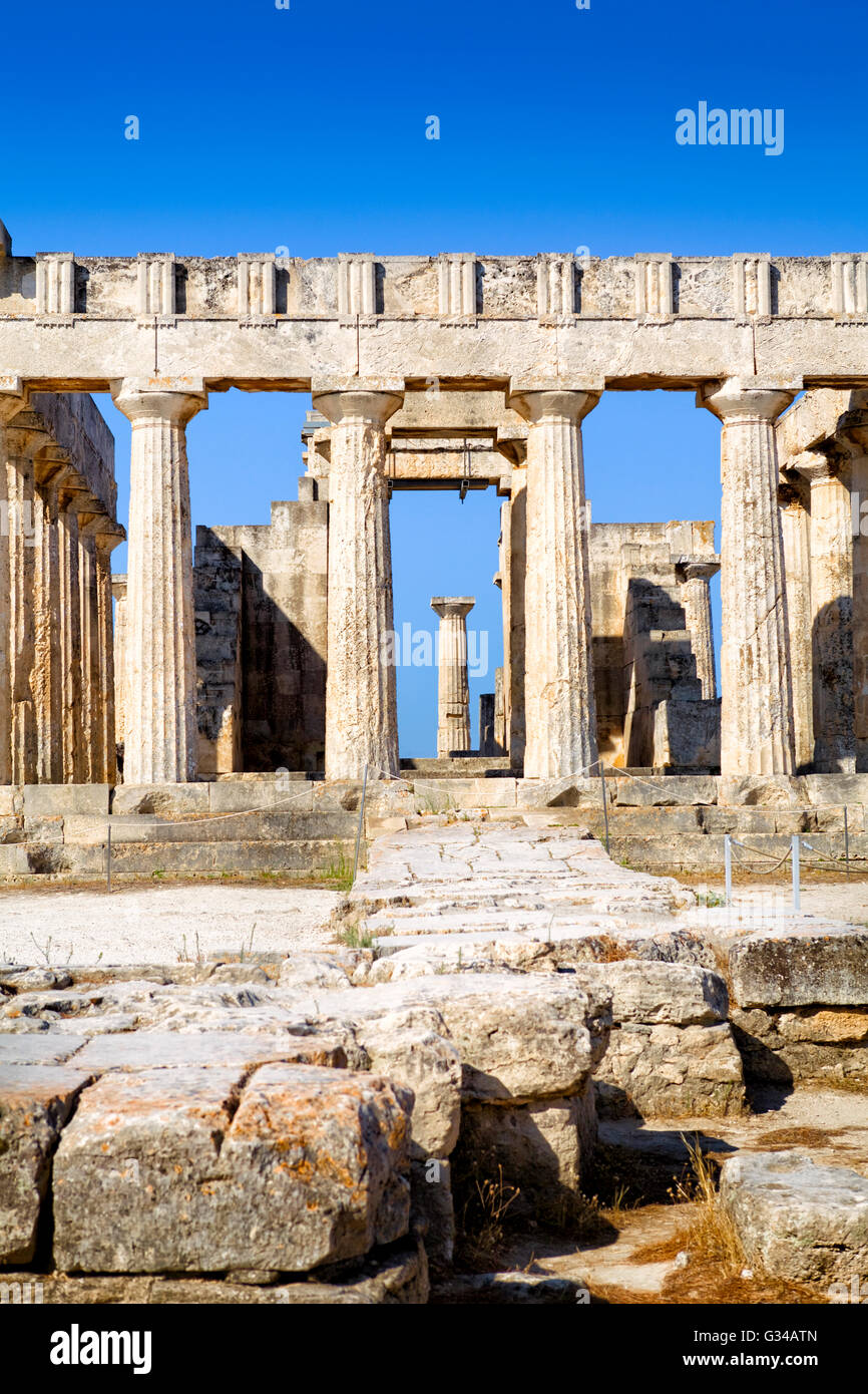 Temple Aphaia sur l'île d'Egine en Grèce Banque D'Images