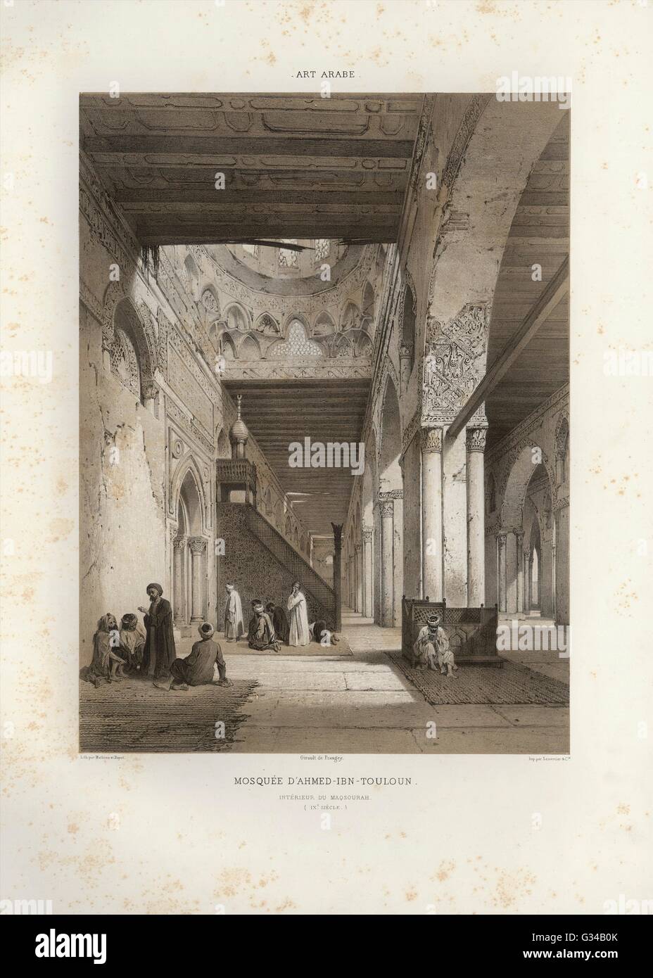 Illustration de la publication sur l'Art Arabe 1877 : L'Art Arabe. Monuments de la mosquée du Caire d'Ahmed Ibn Touloun. Interieur Banque D'Images