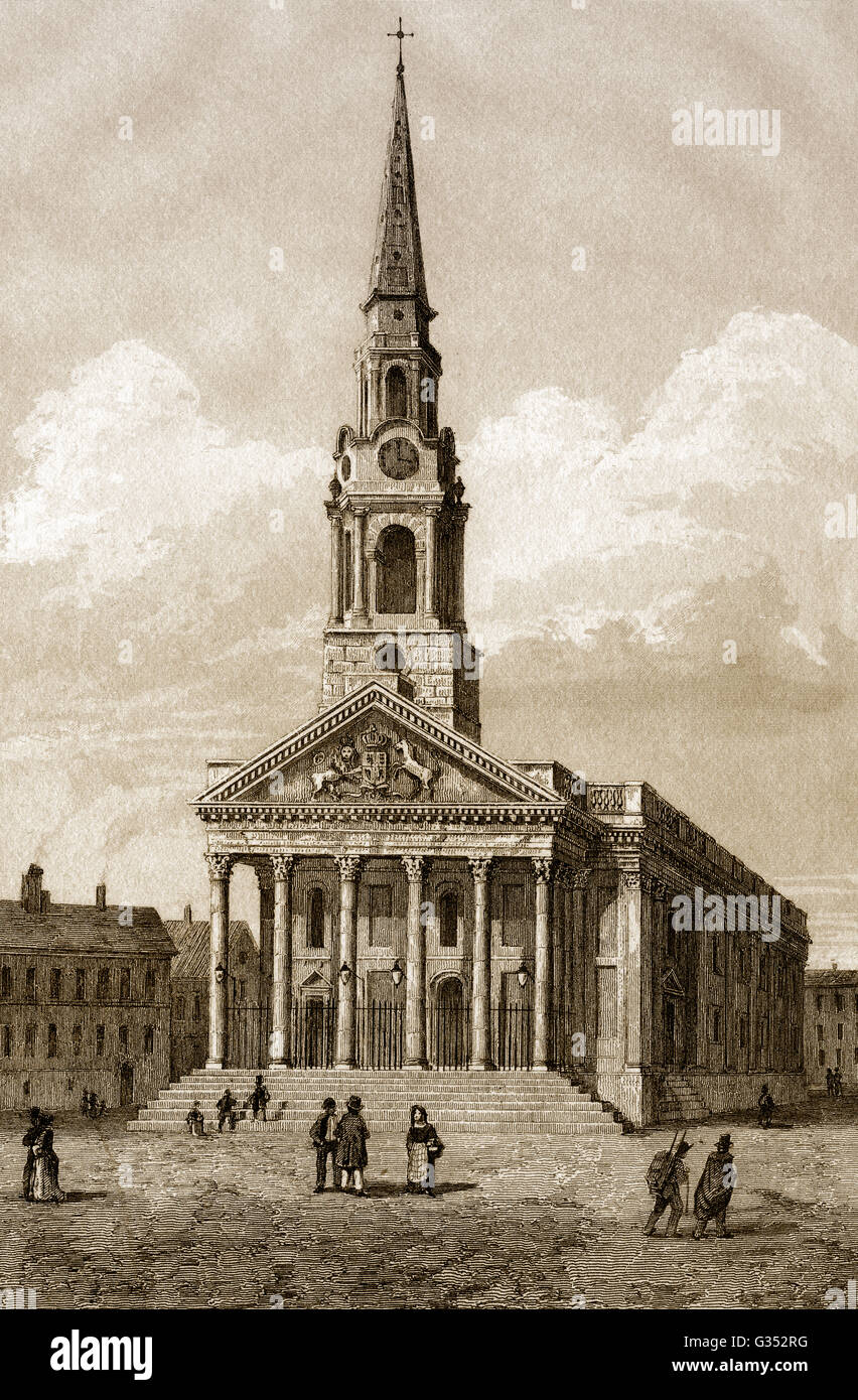 St Martin-in-the-Fields, anglais anglicans, Trafalgar Square, City of Westminster, Londres, 18e siècle Banque D'Images