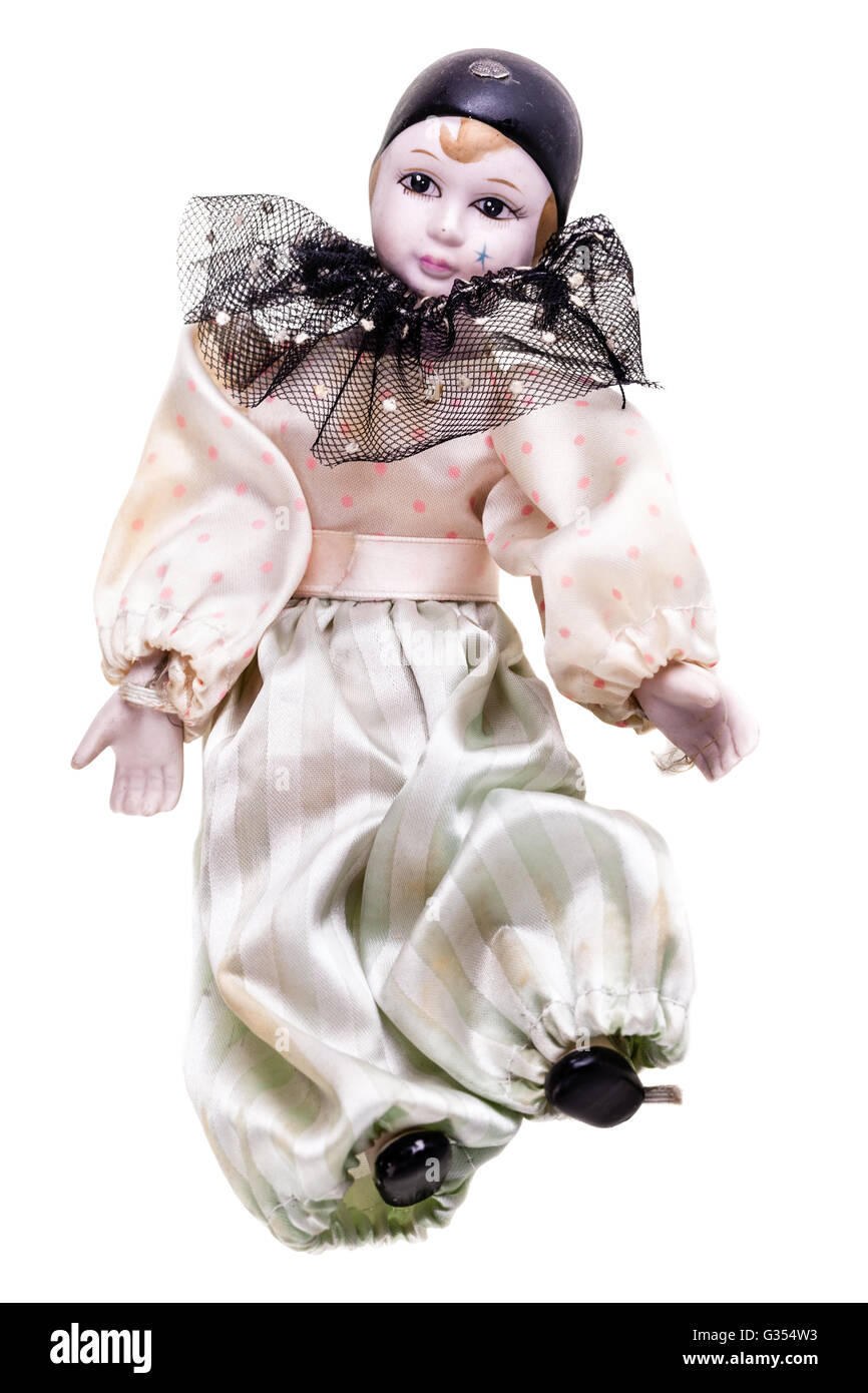 Une belle poupée vintage isolé sur fond blanc Banque D'Images