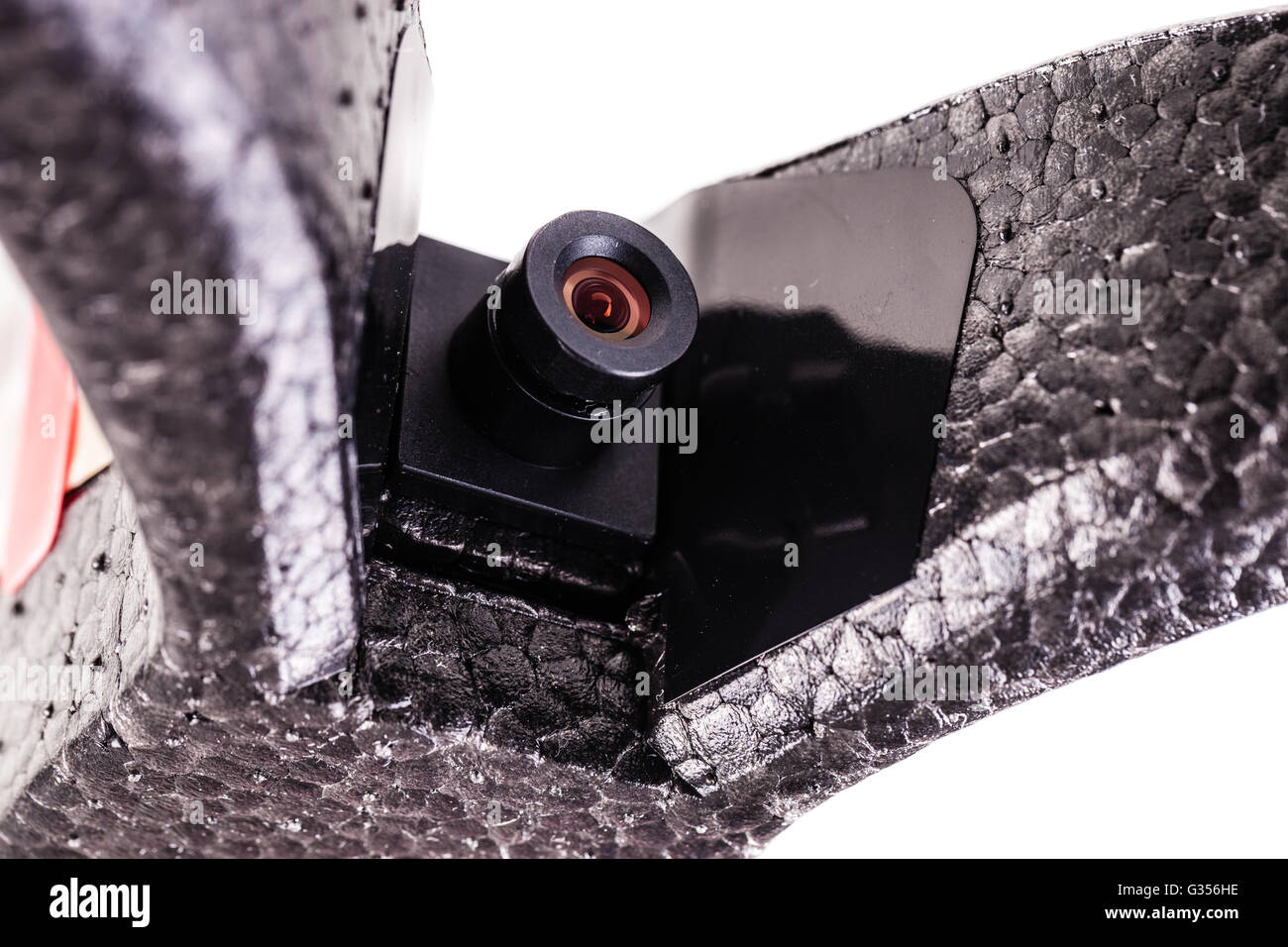 Gros plan d'un drone à bord du micro caméra espion Banque D'Images