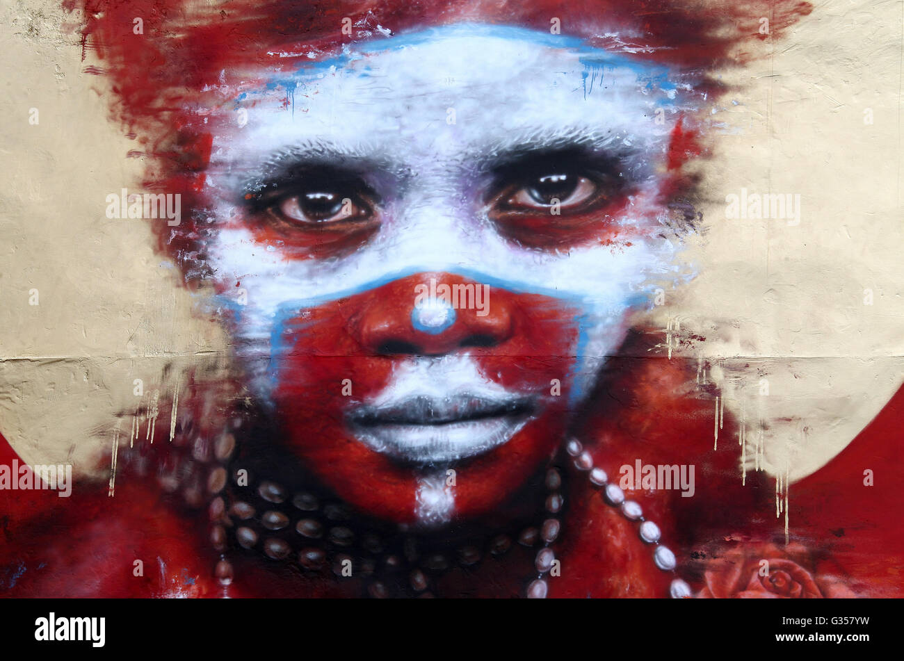 Street art par Dale Grimshaw dans le quart nord de Manchester pour les villes de l'espoir Festival Banque D'Images