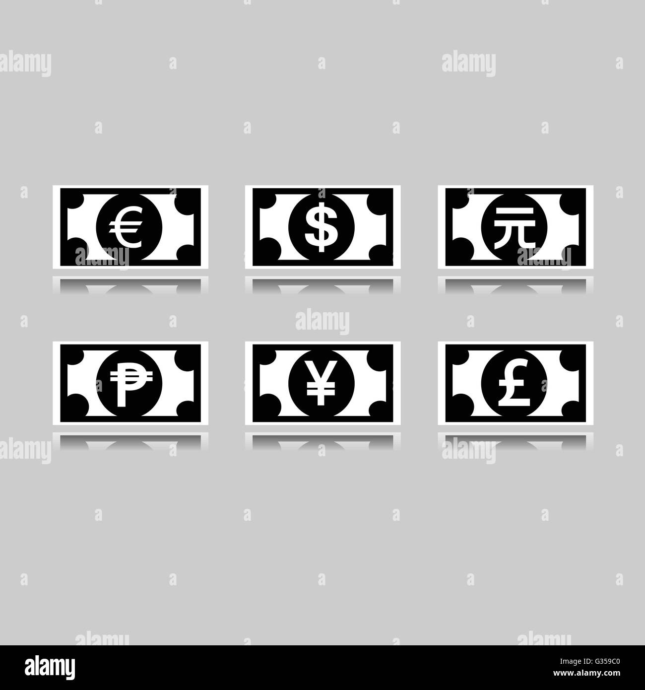 Série de billets de banque étrangers Illustration de Vecteur