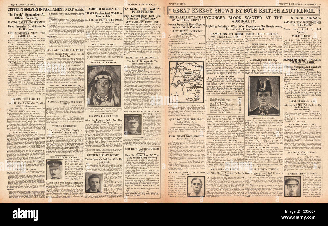 1916 Daily Sketch Fierce Fighting on the Western Front Banque D'Images