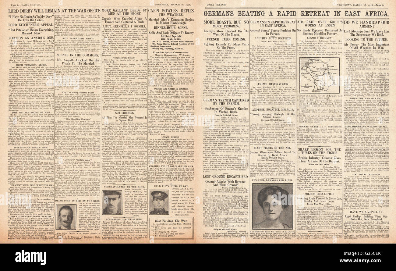 1916 Daily Sketch Gibson Bowles et Market Harborough élection partielle Banque D'Images