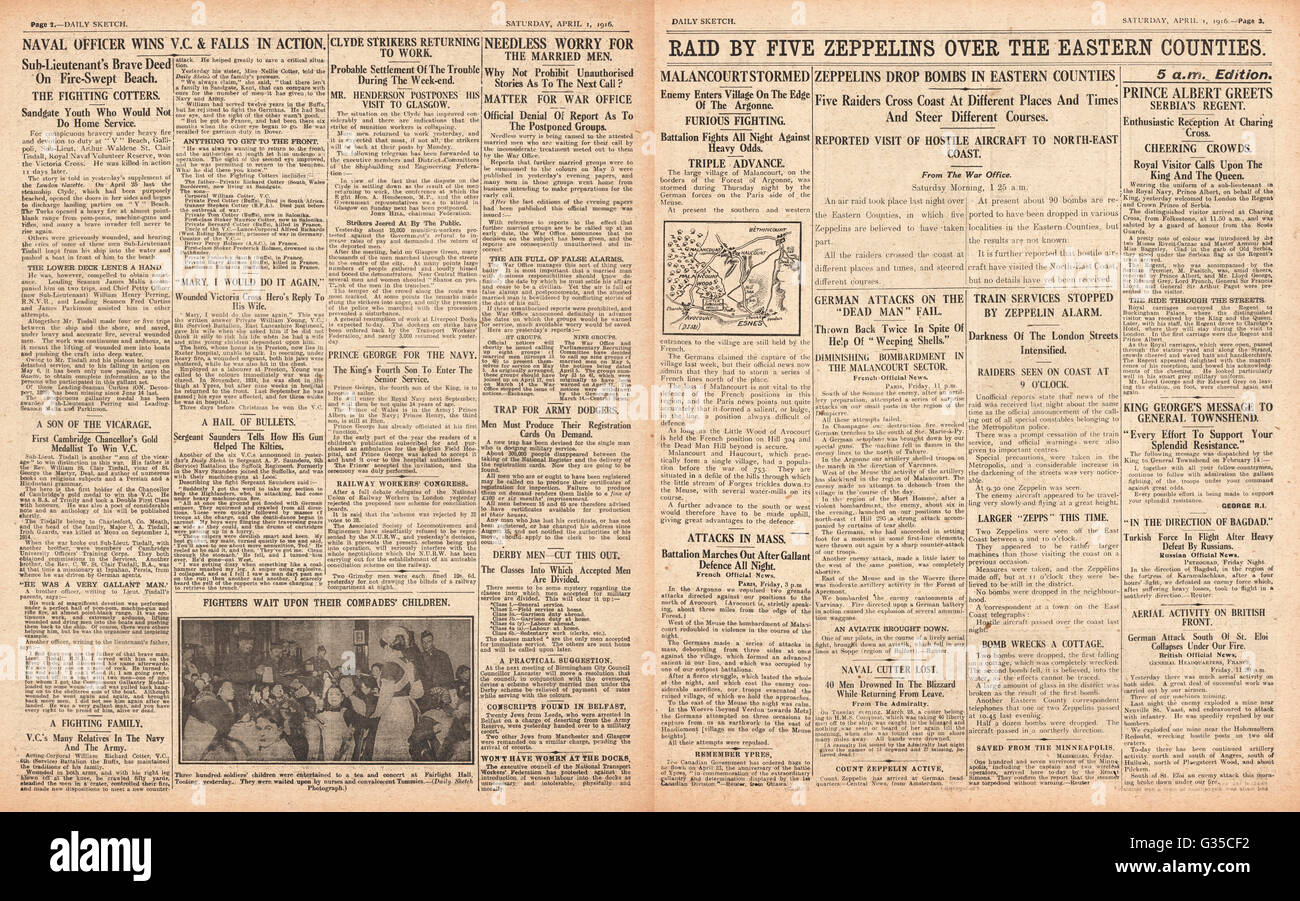 1916 Daily Sketch Arthur Tisdall reçoit la Croix de Victoria Banque D'Images