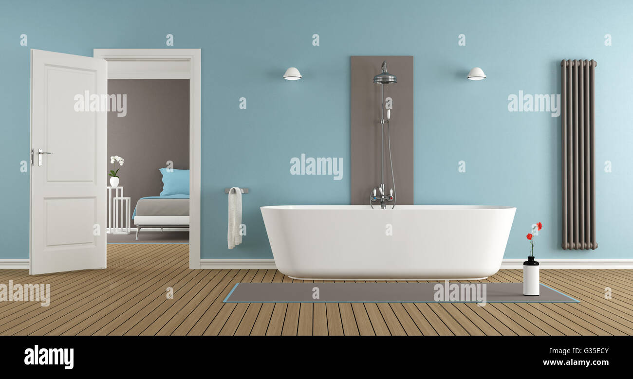 Salle de bains moderne avec une baignoire de la chambre des maîtres- 3D Rendering Banque D'Images