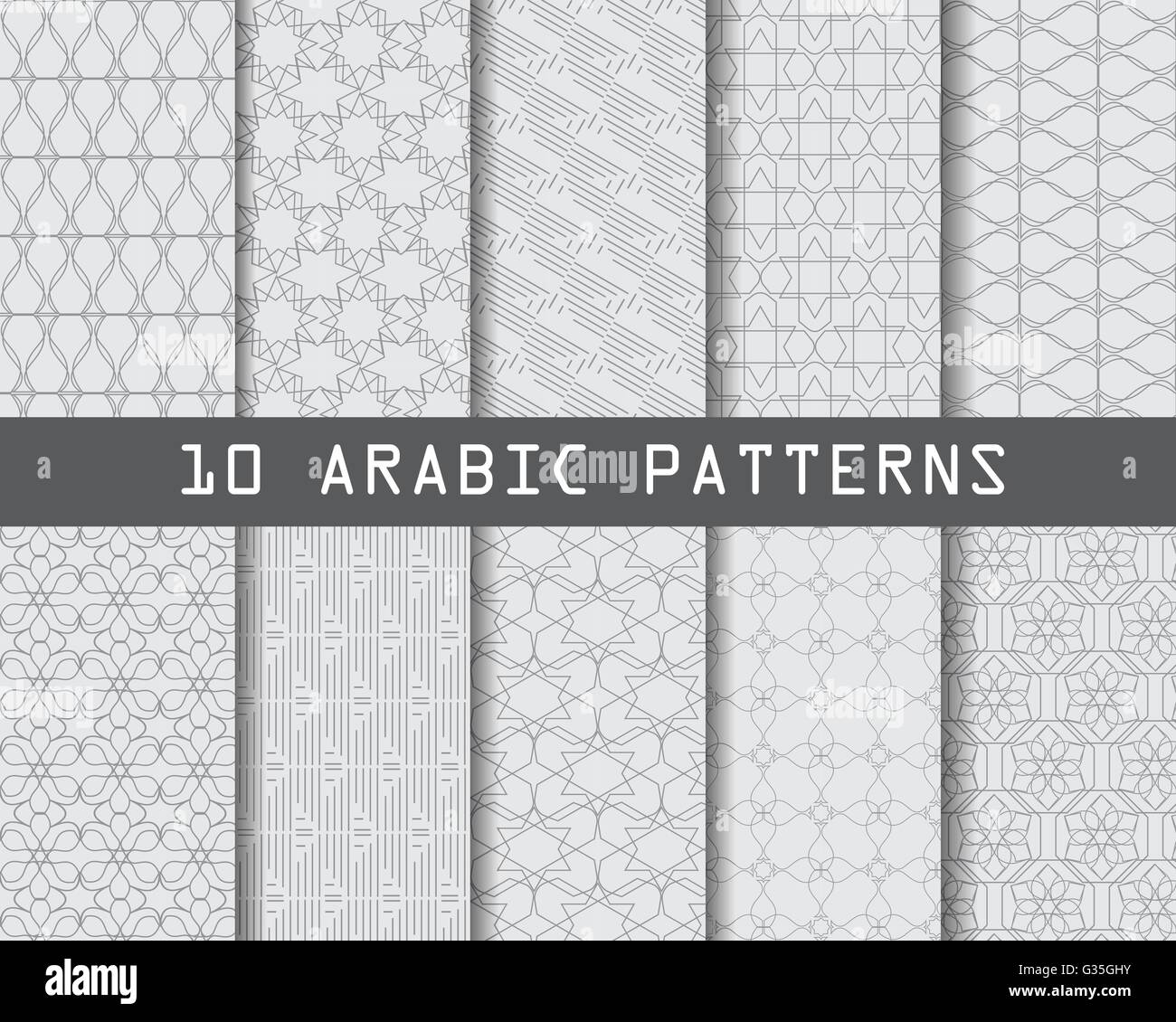 10 modèles en arabe, le motif nuanciers, vecteur, texture sans fin peut être utilisé pour le papier peint, trames, page web,background,sur Illustration de Vecteur