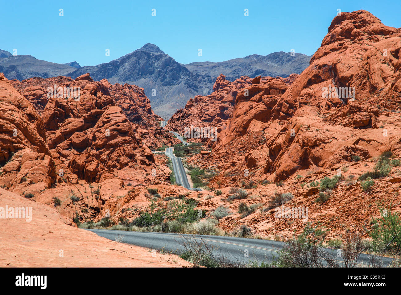 Les routes du désert de la Vallée de Feu, Nevada Banque D'Images