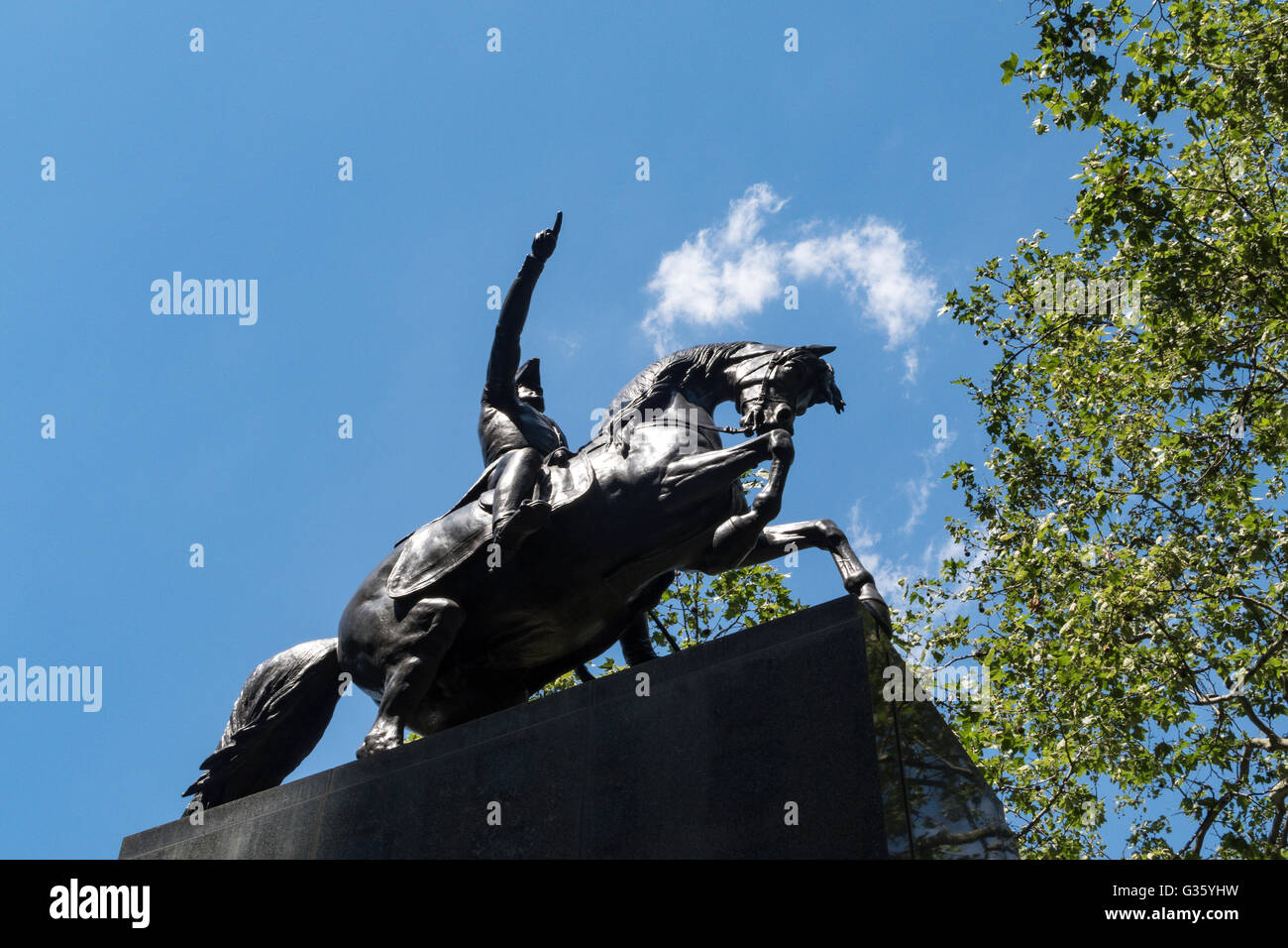 Général José de San Martin Sculpture, Central Park, NYC Banque D'Images