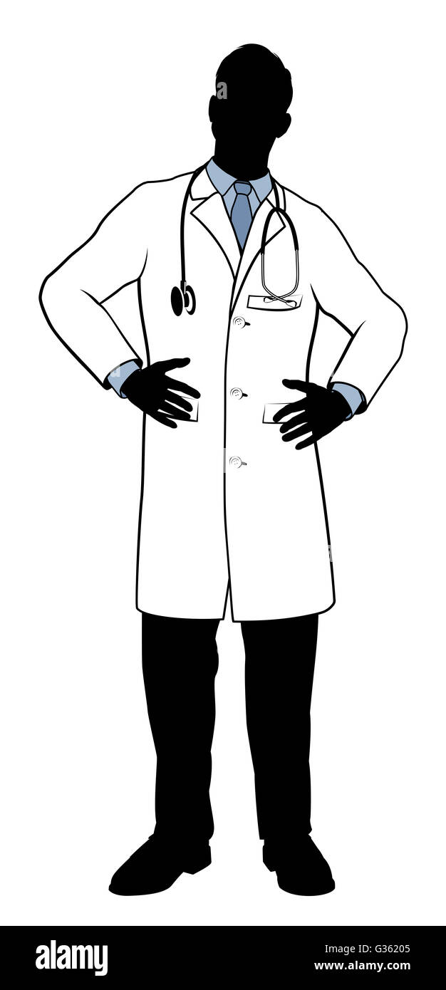 Au lieu d'un médecin à héroïque fringant en silhouette Banque D'Images