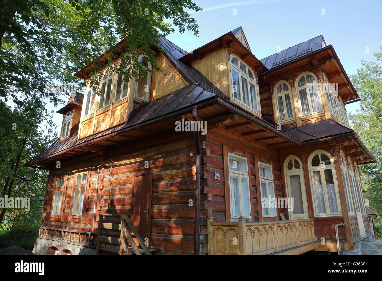 Maison en bois dans la région de Zakopane, Tatras, Pologne Banque D'Images