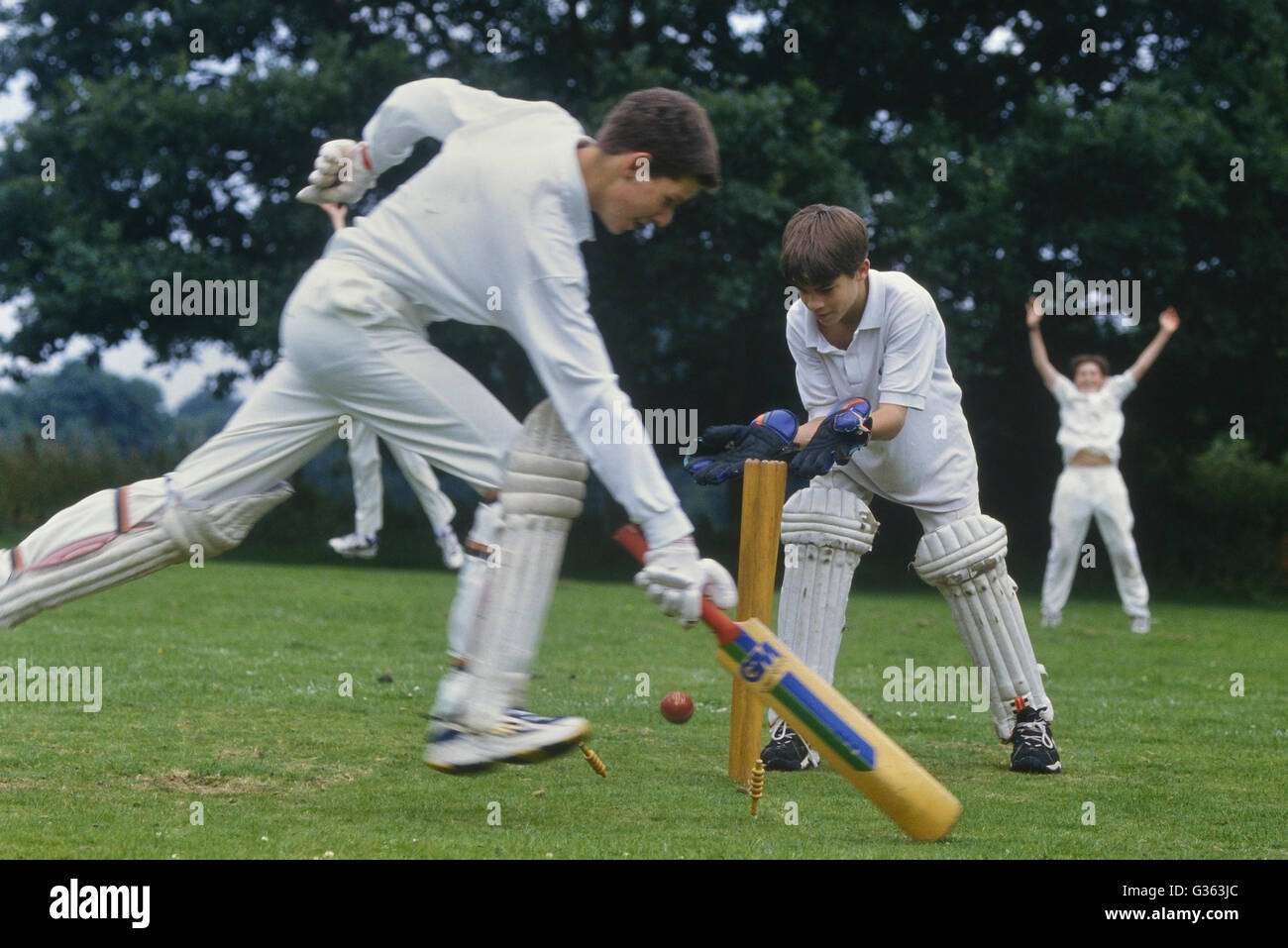 Match de cricket de l'école. L'Angleterre. UK. L'Europe Banque D'Images