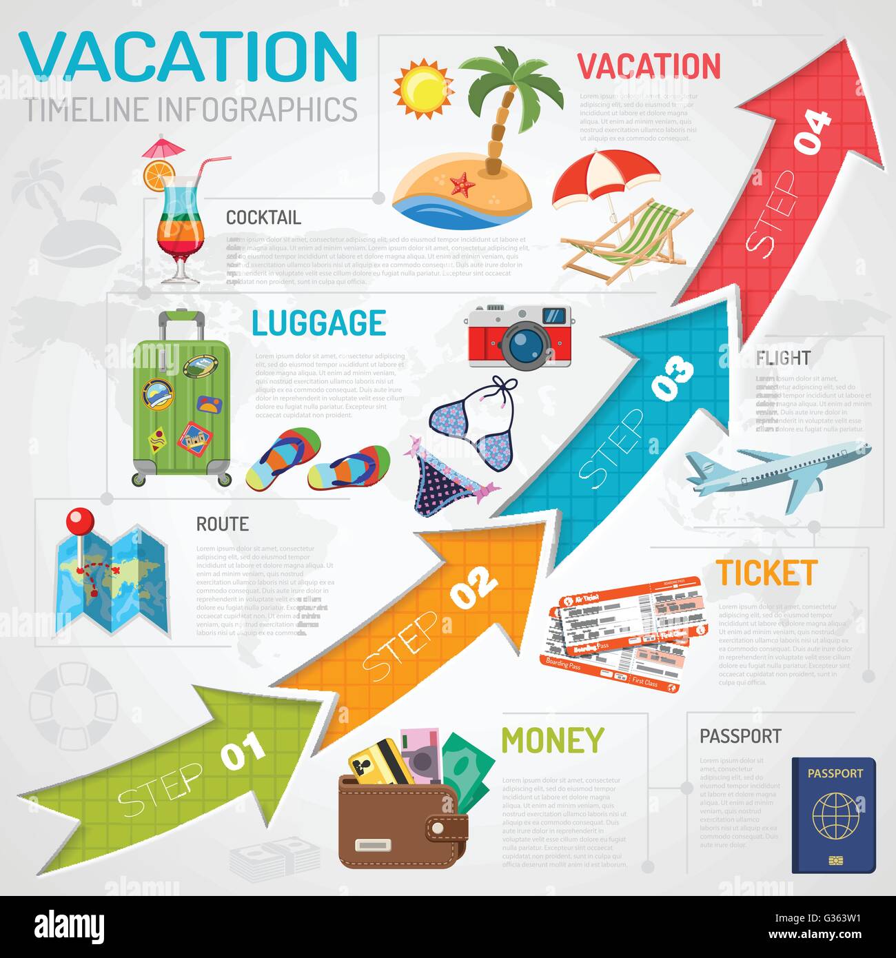 Locations de chronologie des infographies Illustration de Vecteur