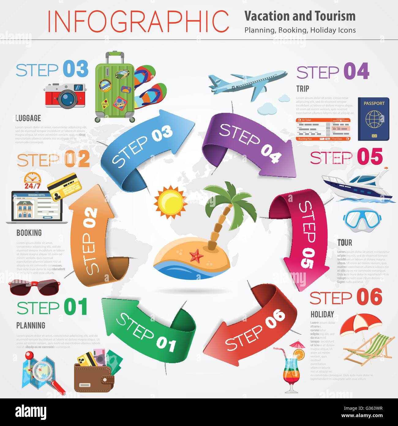 Locations de chronologie des infographies Illustration de Vecteur