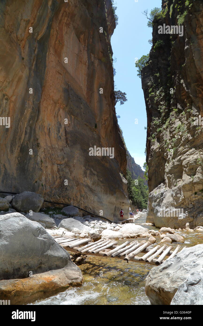 Le passage le plus étroit des Gorges de Samaria, Crète, Grèce Banque D'Images