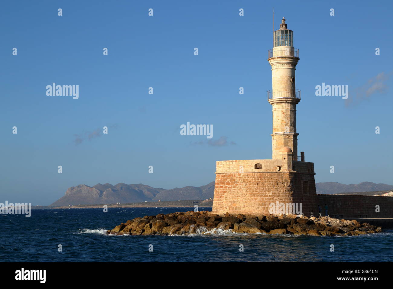 Le phare de Port externe, la Canée, Crète, Grèce Banque D'Images