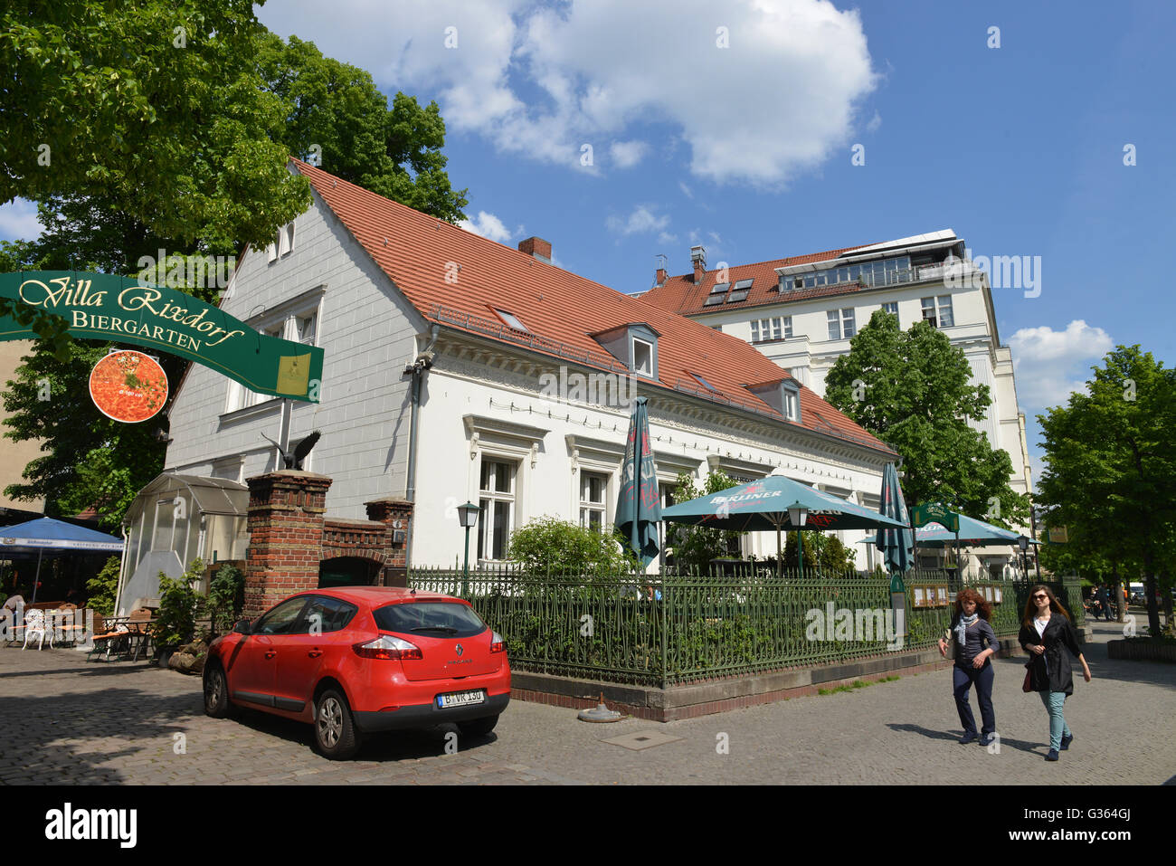 Biergarten, Villa Rixdorf, Richardplatz, Boehmisches Dorf, Neukölln, Berlin, Deutschland / Neukölln, Böhmisches Dorf Banque D'Images