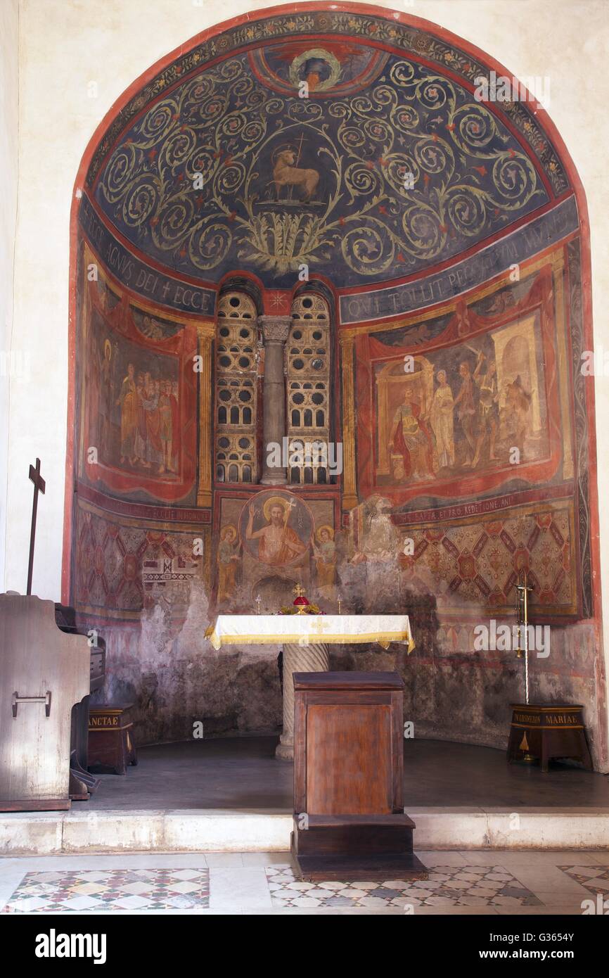 Fresques de l'Abside, Santa Maria in Cosmedin, Rome, Latium, Italie, Europe Banque D'Images