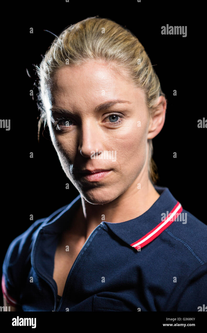 Portrait of female tennis player Banque D'Images