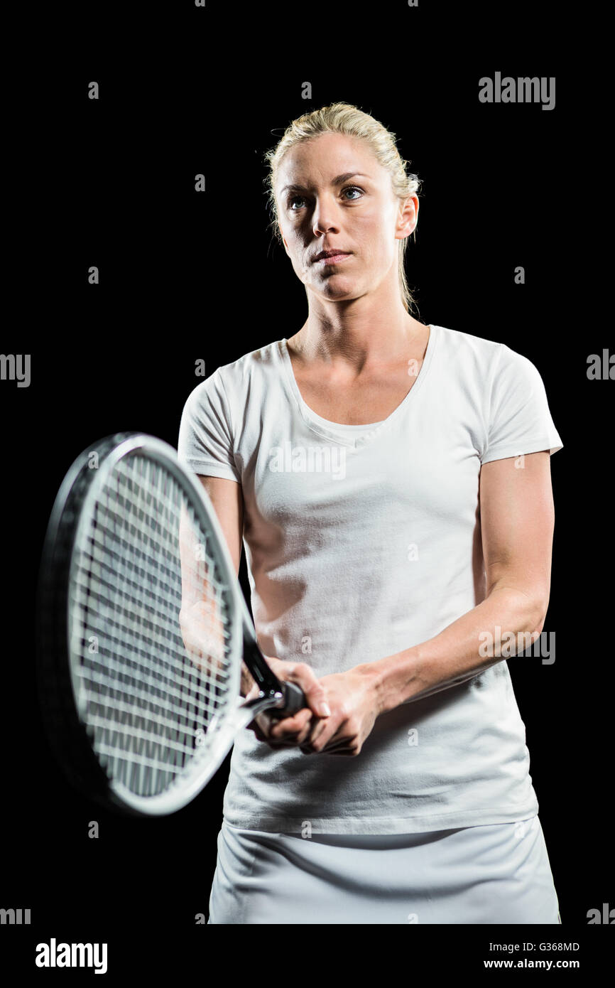 Joueur de tennis jouer au tennis avec une raquette Banque D'Images