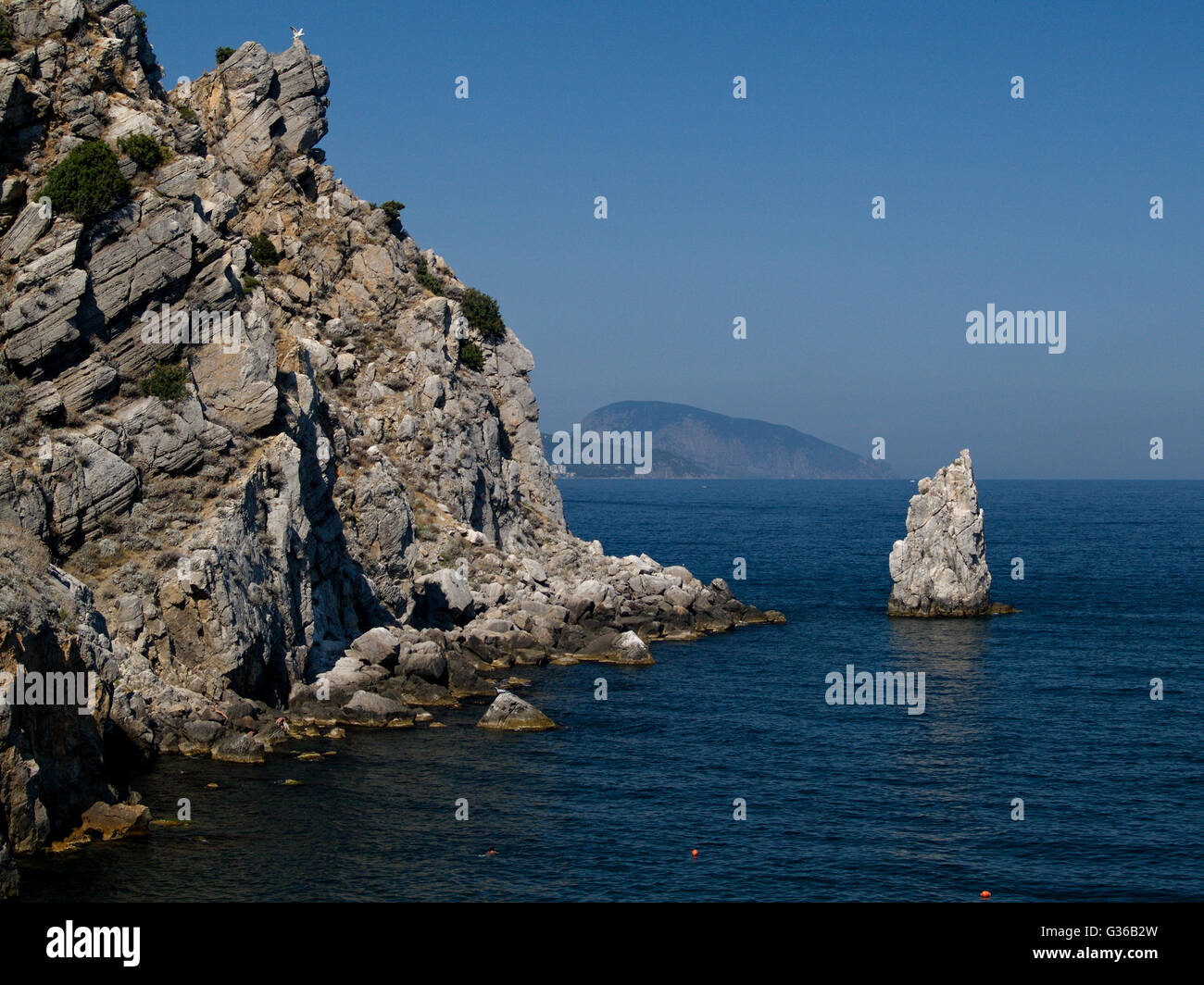 Paysage du sud de rochers et de la mer Banque D'Images