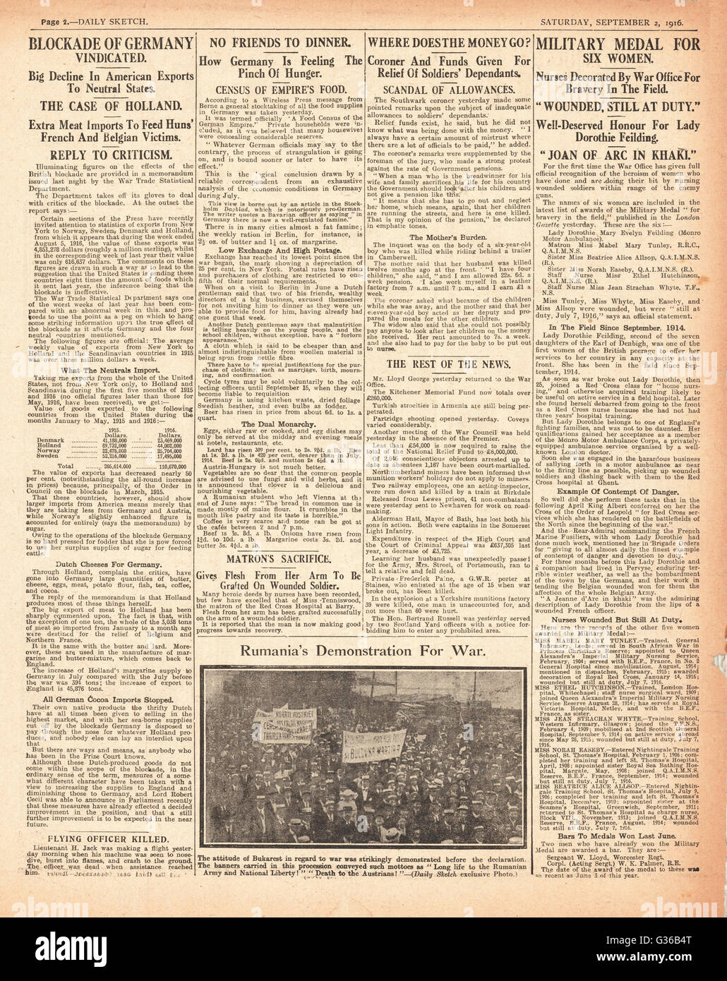 1916 Daily Sketch blocus naval de l'Allemagne Banque D'Images