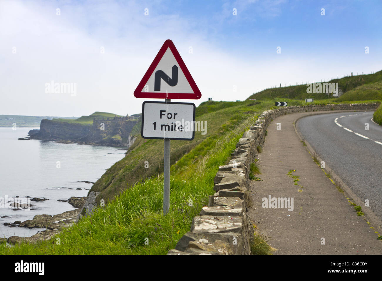 Côte d'Antrim road à whiterocks A2 Banque D'Images