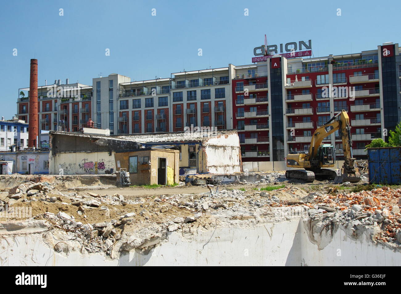 Cracovie, Pologne - 24 mai 2016 : quartier Podgorze, Przemyslowa street. Modernisation et extension de l'ancienne zone industrielle. Banque D'Images