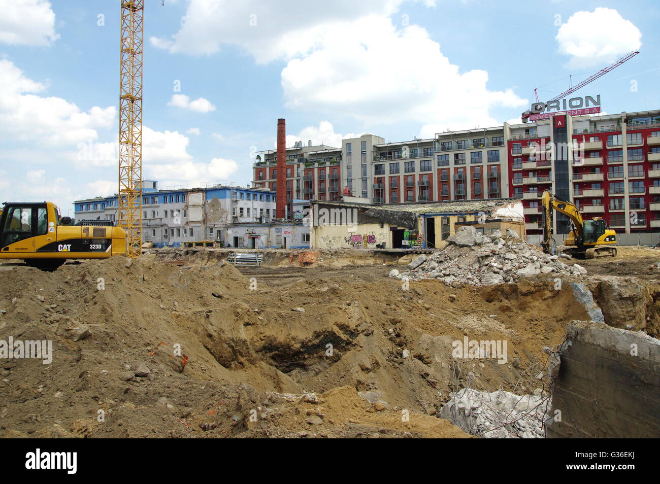 Cracovie, Pologne - 04 juin 2016 : quartier Podgorze, Przemyslowa street. Modernisation et extension de l'ancienne zone industrielle. Banque D'Images