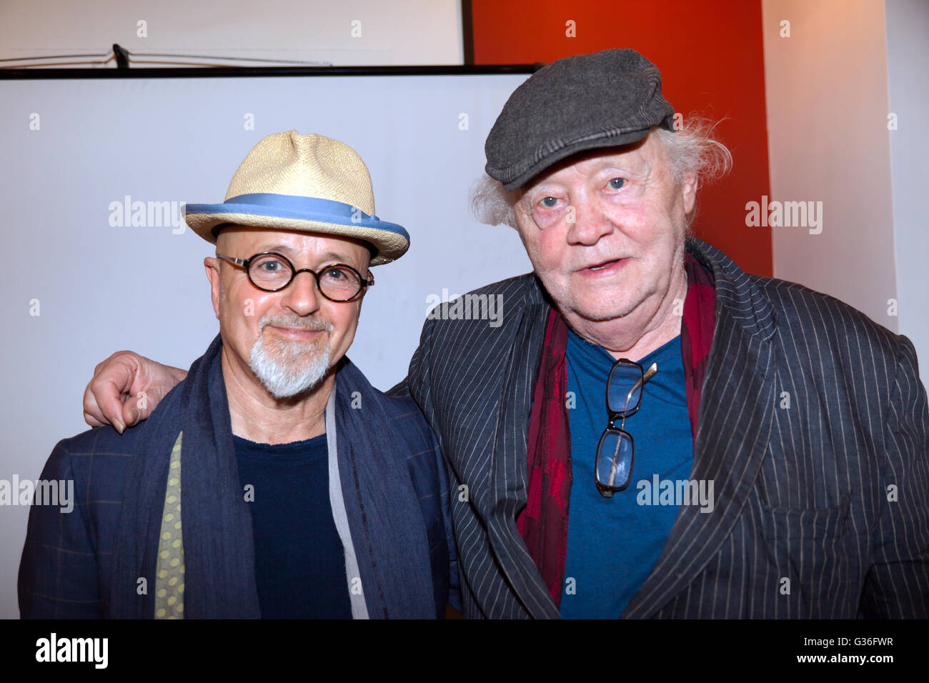 Acteurs britanniques, David Charkham et Dudley Sutton à télévision Planète, Soho Banque D'Images