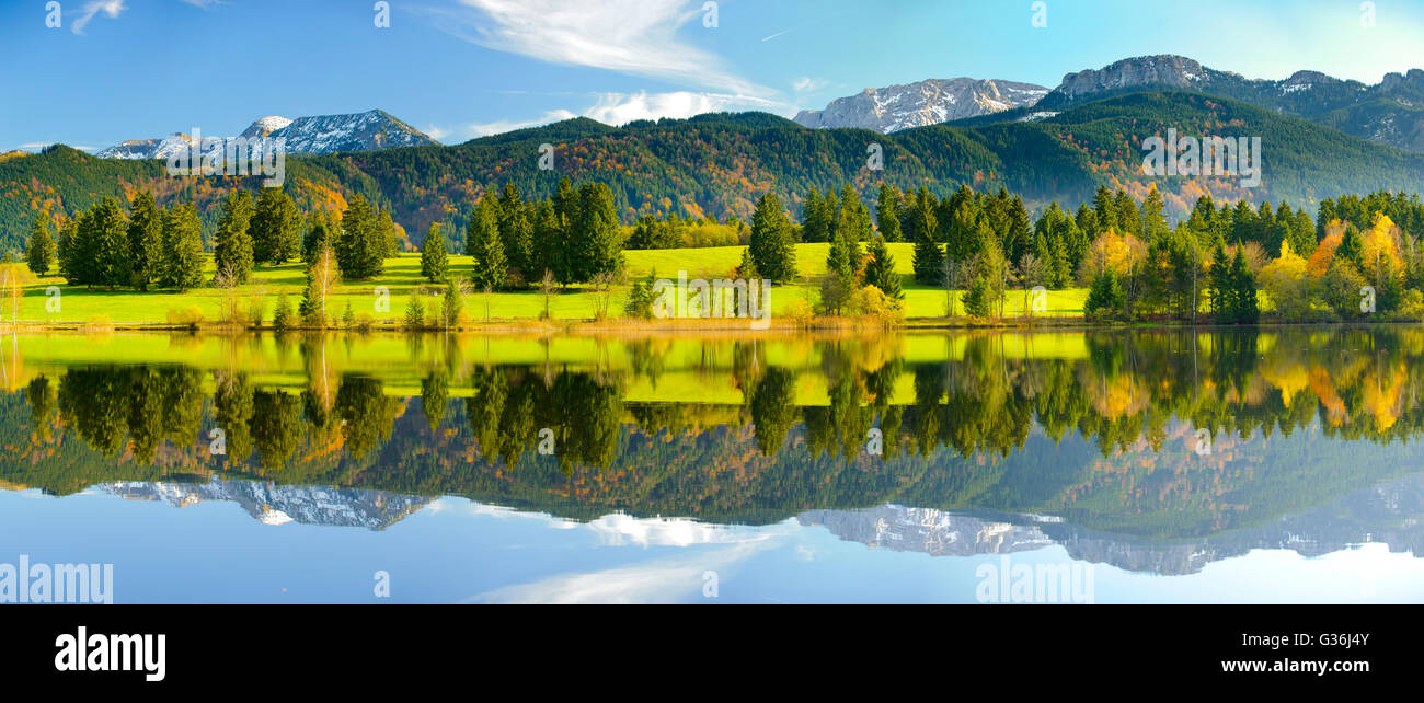Paysage panoramique avec alpes et lac de Bavière, Allemagne Banque D'Images