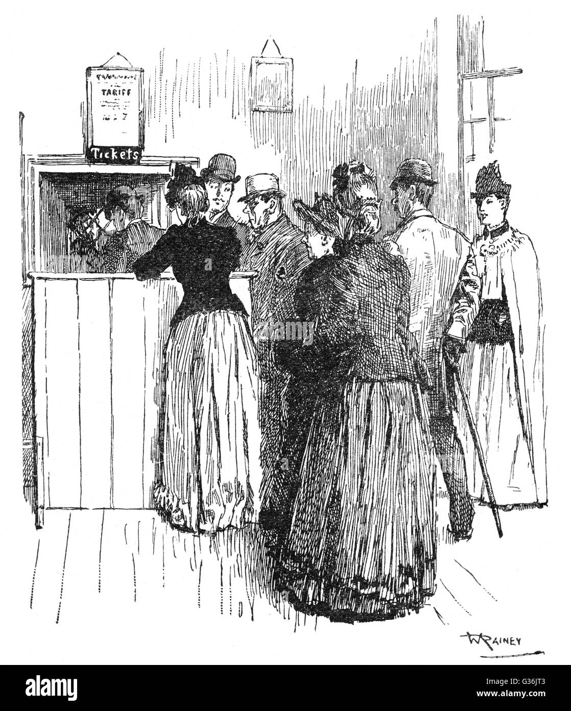 File d'attente de la billetterie au poste Banque D'Images