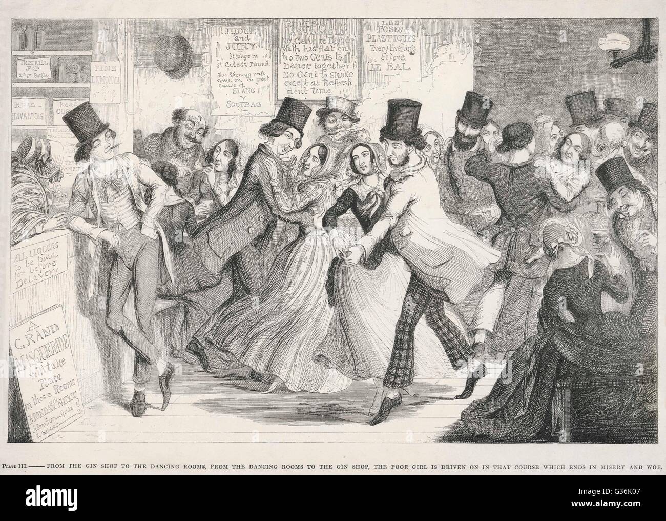 Scène dans une salle de danse -- Cruikshank Banque D'Images