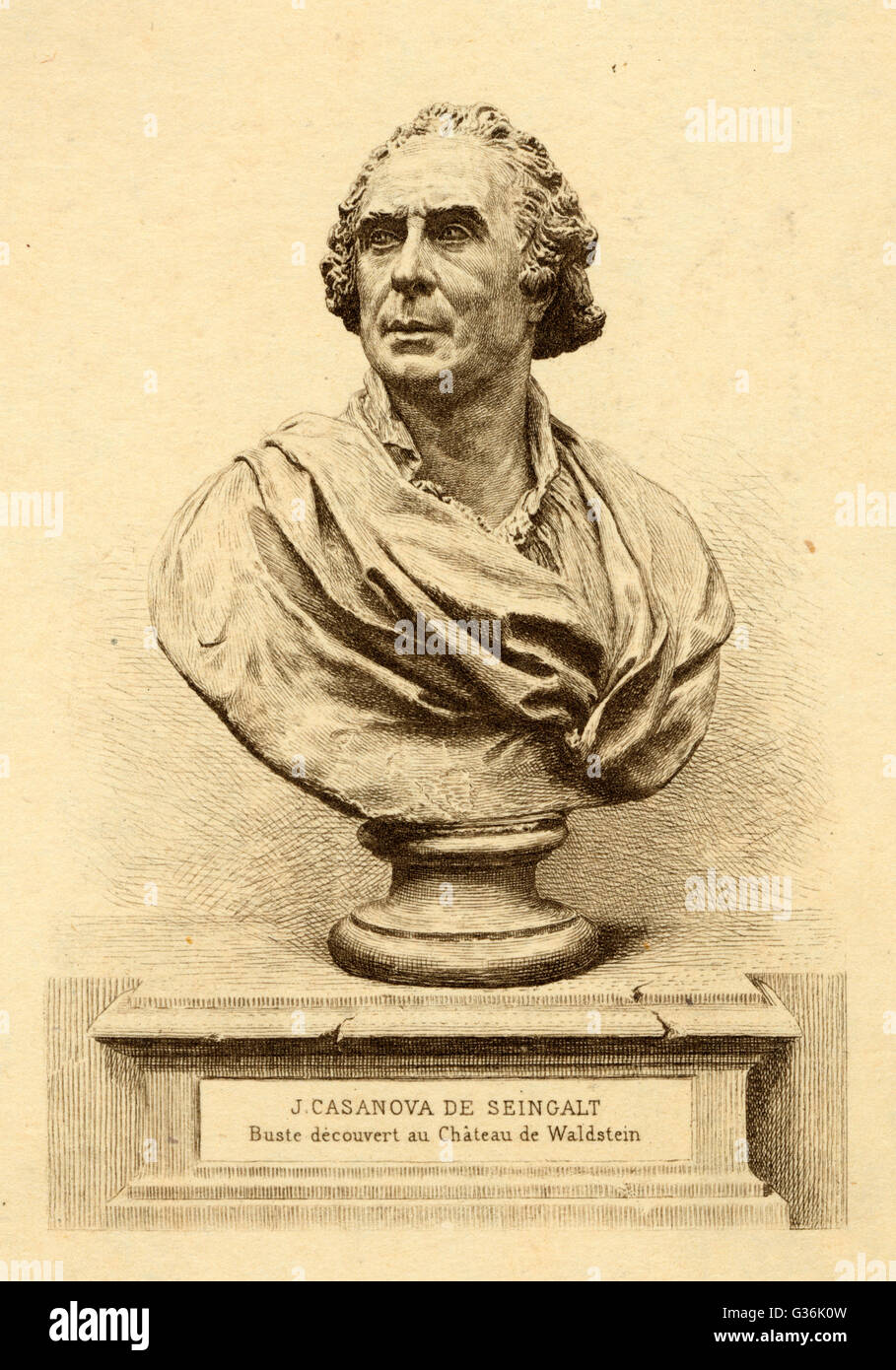 Buste de Giacomo Casanova (1725-1798), aventurier et écrivain italien. Date : 1725-1798 Banque D'Images