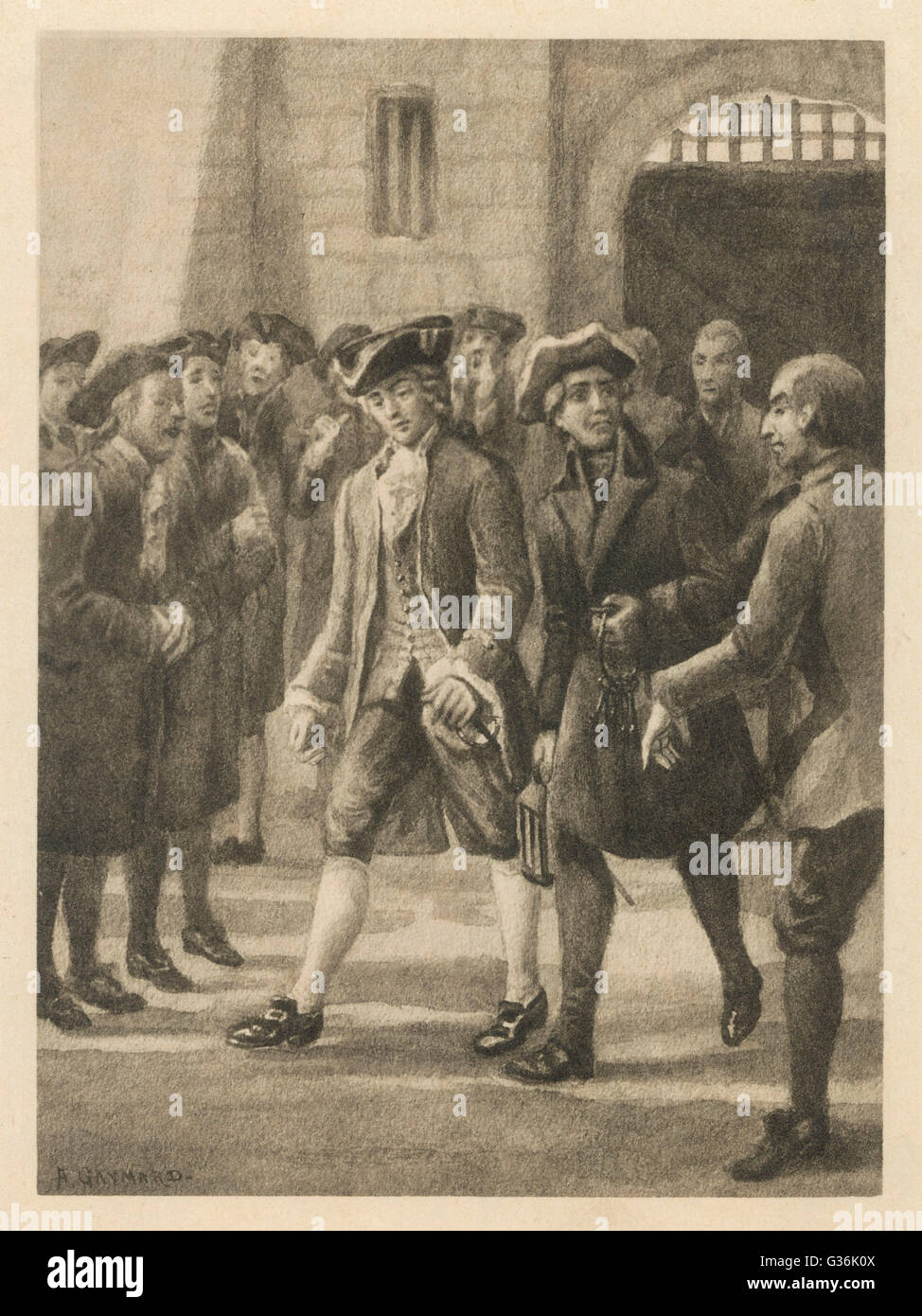 Giacomo Casanova (1725-1798) en tant que prisonnier dans Newgate, Londres. Date : 1725-1798 Banque D'Images